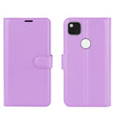 For Google Pixel 4a Litchi Texture Horizontal Flip Protective Case with Holder & Card Slots & Wallet(Purple)
