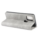 For Galaxy A21s Retro-skin Business Magnetic Suction Leather Case with Holder & Card Slots & Wallet(Grey)