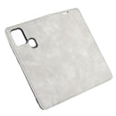 For Galaxy A21s Retro-skin Business Magnetic Suction Leather Case with Holder & Card Slots & Wallet(Grey)