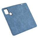For Galaxy A21s Retro-skin Business Magnetic Suction Leather Case with Holder & Card Slots & Wallet(Dark Blue)