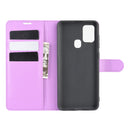 For Galaxy A21S Litchi Texture Horizontal Flip Protective Case with Holder & Card Slots & Wallet(Purple)