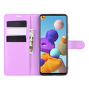 For Galaxy A21S Litchi Texture Horizontal Flip Protective Case with Holder & Card Slots & Wallet(Purple)