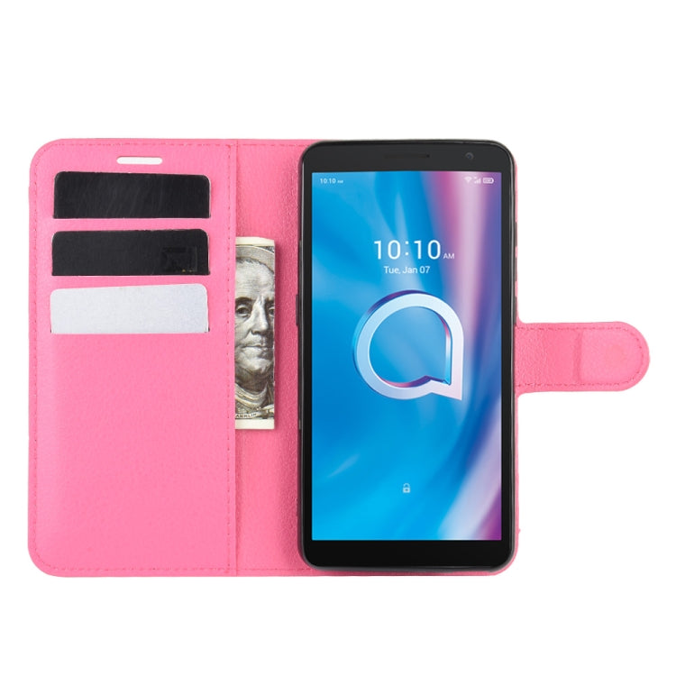For alcatel 1B (2020) Litchi Texture Horizontal Flip Protective Case with Holder & Card Slots & Wallet(Rose red)