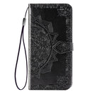 For OPPO Find X2 Halfway Mandala Embossing Pattern Horizontal Flip Leather Case with Holder & Card Slots & Wallet & Photo Frame & Lanyard(Black)