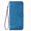 For OPPO Find X2 Halfway Mandala Embossing Pattern Horizontal Flip Leather Case with Holder & Card Slots & Wallet & Photo Frame & Lanyard(Blue)