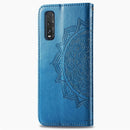 For OPPO Find X2 Halfway Mandala Embossing Pattern Horizontal Flip Leather Case with Holder & Card Slots & Wallet & Photo Frame & Lanyard(Blue)