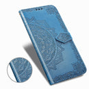 For OPPO Find X2 Halfway Mandala Embossing Pattern Horizontal Flip Leather Case with Holder & Card Slots & Wallet & Photo Frame & Lanyard(Blue)