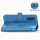 For OPPO Find X2 Halfway Mandala Embossing Pattern Horizontal Flip Leather Case with Holder & Card Slots & Wallet & Photo Frame & Lanyard(Blue)