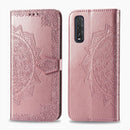For OPPO Find X2 Halfway Mandala Embossing Pattern Horizontal Flip Leather Case with Holder & Card Slots & Wallet & Photo Frame & Lanyard(Rose Gold)