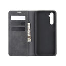 For OPPO Realme 6 Retro-skin Business Magnetic Suction Leather Case with Holder & Card Slots & Wallet(Black)