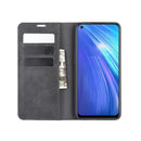 For OPPO Realme 6 Retro-skin Business Magnetic Suction Leather Case with Holder & Card Slots & Wallet(Black)