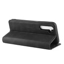 For OPPO Realme 6 Retro-skin Business Magnetic Suction Leather Case with Holder & Card Slots & Wallet(Black)