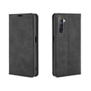 For OPPO Realme 6 Retro-skin Business Magnetic Suction Leather Case with Holder & Card Slots & Wallet(Black)