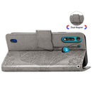 For Moto G8 Power Lite Butterfly Love Flower Embossed Horizontal Flip Leather Case with Bracket / Card Slot / Wallet / Lanyard(Gray)