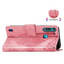 For Moto G8 Power Lite Butterfly Love Flower Embossed Horizontal Flip Leather Case with Bracket / Card Slot / Wallet / Lanyard(Pink)