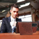 For Huawei P40 Mandala Embossed Magnetic Cloth PU + TPU + PC Case with Holder & Card Slots & Wallet & Photo Frame & Strap(Brown)