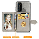 For Huawei P40 Mandala Embossed Magnetic Cloth PU + TPU + PC Case with Holder & Card Slots & Wallet & Photo Frame & Strap(Brown)