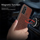 For Huawei P40 Mandala Embossed Magnetic Cloth PU + TPU + PC Case with Holder & Card Slots & Wallet & Photo Frame & Strap(Brown)