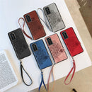 For Huawei P40 Mandala Embossed Magnetic Cloth PU + TPU + PC Case with Holder & Card Slots & Wallet & Photo Frame & Strap(Brown)