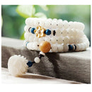 2cm Carved Lotus Beads White Root Bodhi Beads Tibetan Buddhist Bracelet Bead
