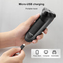 POREE PS190 USB Rechargeable Rotating Three Cutter Head Electric Shaver Razor(Black)