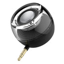 Leadsound F10 Portable 3D HIFI Surround 3.5mm Audio Jack Mini Round Shape Crystal Speaker(Black)