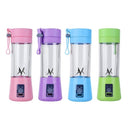 USB Rechargeable Electric Automatic Vegetable Fruit Citrus Orange Juice Maker Cup Mixer Bottle (380ML)(2 Blades Pink)