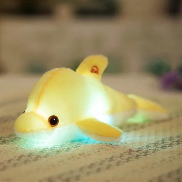 32cm Cute Creative Dolphin Doll Plush Toy Luminous Glowing LED Light Cushion Pillow(Yellow)