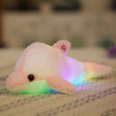 32cm Cute Creative Dolphin Doll Plush Toy Luminous Glowing LED Light Cushion Pillow(Pink)