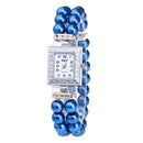 Square Dial Diamond Pearl Bracelet Watch(blue)