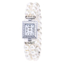 Square Dial Diamond Pearl Bracelet Watch(White)