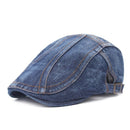 Men / Women Stitching Washed Denim Beret, Size:Adjustable(Dark Blue)