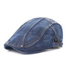 Men / Women Stitching Washed Denim Beret, Size:Adjustable(Dark Blue)