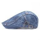 Men / Women Stitching Washed Denim Beret, Size:Adjustable(Dark Blue)