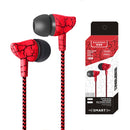 3.5mm Jack Crack Earphone Wired Headset Super Bass Sound Headphone Earbud with Mic for Mobile Phone Samsung Xiaomi MP3 4(Red)