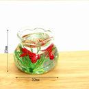 Dollhouse Miniature Transparent Glass Fish Tank Aquarium Toys(Red)