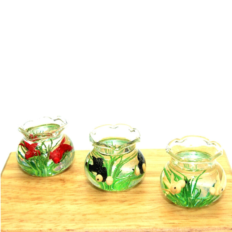 Dollhouse Miniature Transparent Glass Fish Tank Aquarium Toys(Yellow)
