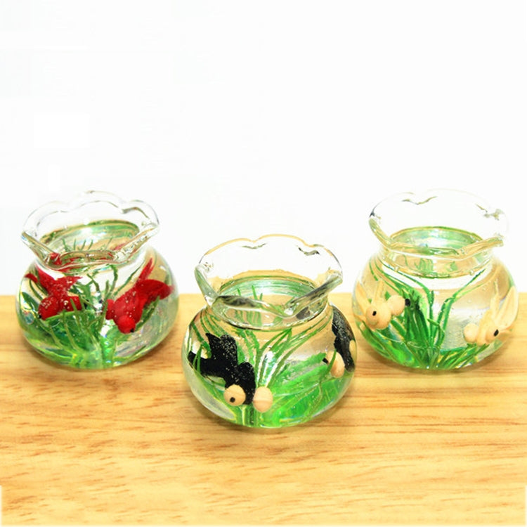 Dollhouse Miniature Transparent Glass Fish Tank Aquarium Toys(Yellow)