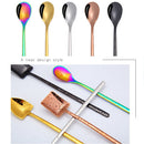 2 PCS Stainless Steel Spoon Creative Coffee Spoon Bar Ice Spoon Gold Plated Long Stirring Spoon, Style:Square Spoon, Color:Silver