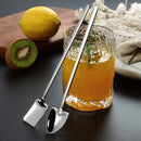 2 PCS Stainless Steel Spoon Creative Coffee Spoon Bar Ice Spoon Gold Plated Long Stirring Spoon, Style:Square Spoon, Color:Silver