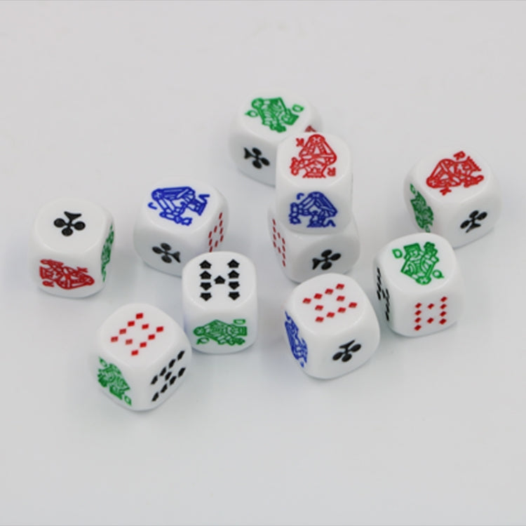 10 PCS Acrylic Carved Round Corner Poker Dice Bar Family Party Game Props(White)