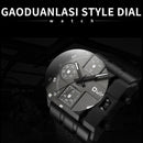Oulm 3364 Men Square Dial Leather Belt Quartz Watch(Black)