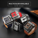 Oulm 3364 Men Square Dial Leather Belt Quartz Watch(White)