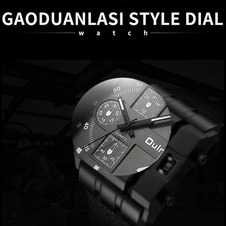 Oulm 3364 Men Square Dial Leather Belt Quartz Watch(Blue)