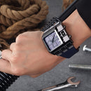 Oulm 3364 Men Square Dial Leather Belt Quartz Watch(Blue)