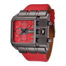 Oulm 3364 Men Square Dial Leather Belt Quartz Watch(Red)