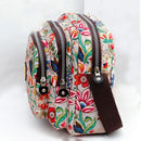 Women Shoulder Bag Waterproof Nylon Handbag Multilayer Crossbody Bag(Purple flower)