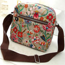 Women Shoulder Bag Waterproof Nylon Handbag Multilayer Crossbody Bag(Purple flower)