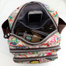 Women Shoulder Bag Waterproof Nylon Handbag Multilayer Crossbody Bag(Purple flower)