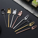 Stainless Steel V-shaped Wall Hanging Design Simple Coffee Spoon Fork Creative Long Handle Stirring Tableware, Style:Spoon, Color:Black